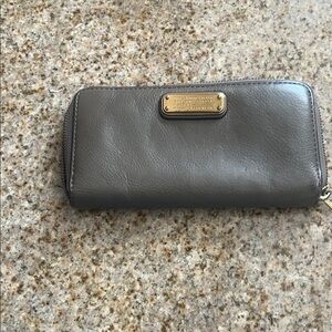 Marc Jacobs Gray Leather Wallet with Gold Accents
